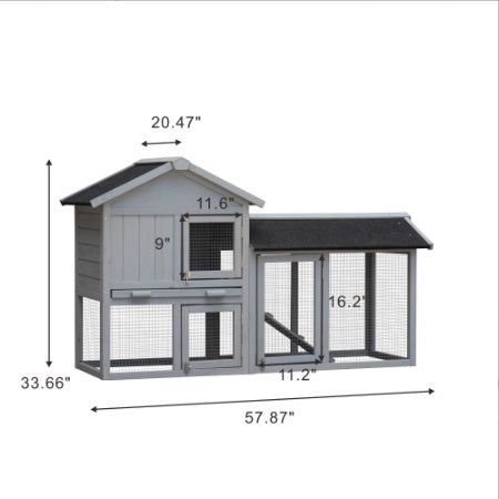 Rabbit Hutch Outdoor Bunny Cage Indoor,Extensible Chicken Coop With Large Run Space - No Leak Plastic Tray