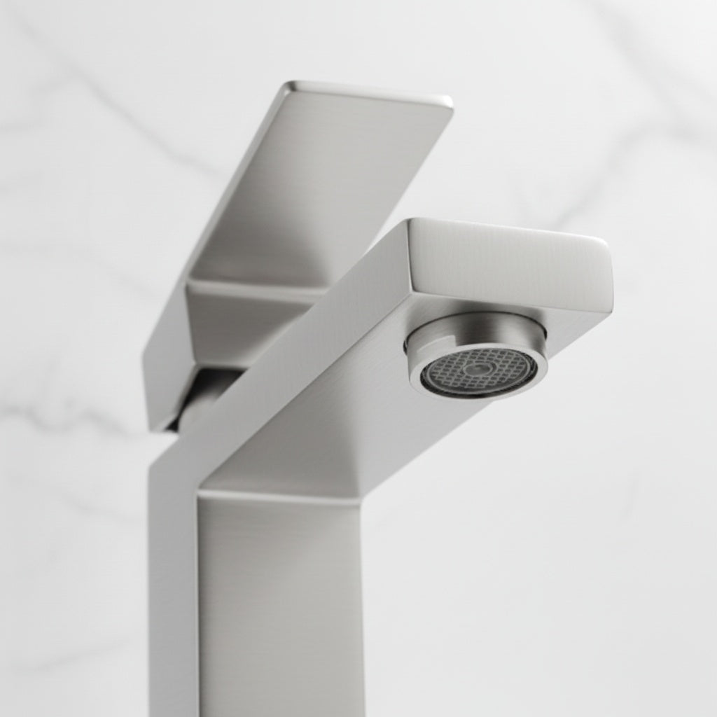 Single Handle Bathroom Faucet, Stainless Steel Single Hole Lavatory Faucet, Modern Sink Faucet, Brushed Nickel