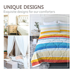 3pcs Soft And Comfortable Bedding Comforter Set Items With Rainbow Stripes, Including One Comforter Set And Two Pillowcases, Suitable For All Seasons