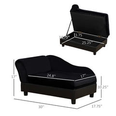 PawHut Pet Sofa Bed Couch With Storage, Pet Sofa For Cats And Small Dogs, Black