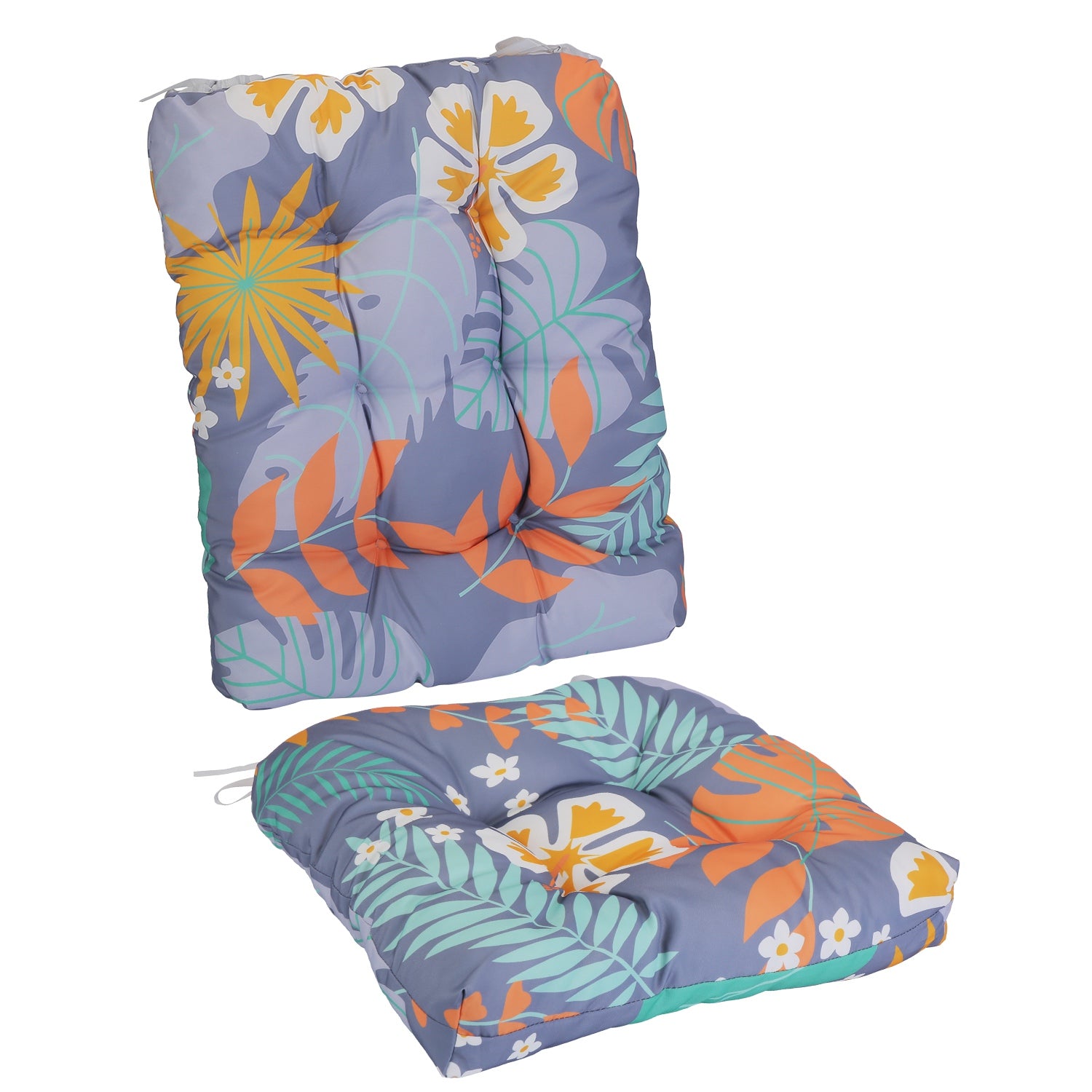 2Pcs Waterproof Rocking Chair Cushion Upper And Lower Back And Seat Sets With Non-Slip Ties Oxford Cloth Surface Polyester Filling Comfortable For Indoor Home Office Car