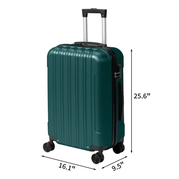 Three-in-one Textured Frosted Case Shell, Non-TSA Customs Lock, 28-inch Detachable Wheels, ABS Trolley Case, 20in, 24in, 28in, ABS, All-color Dark Green