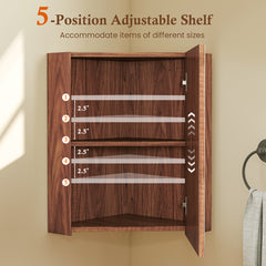 Corner Medicine Cabinet With Mirror With Open Mirror Door And Adjustable Shelf