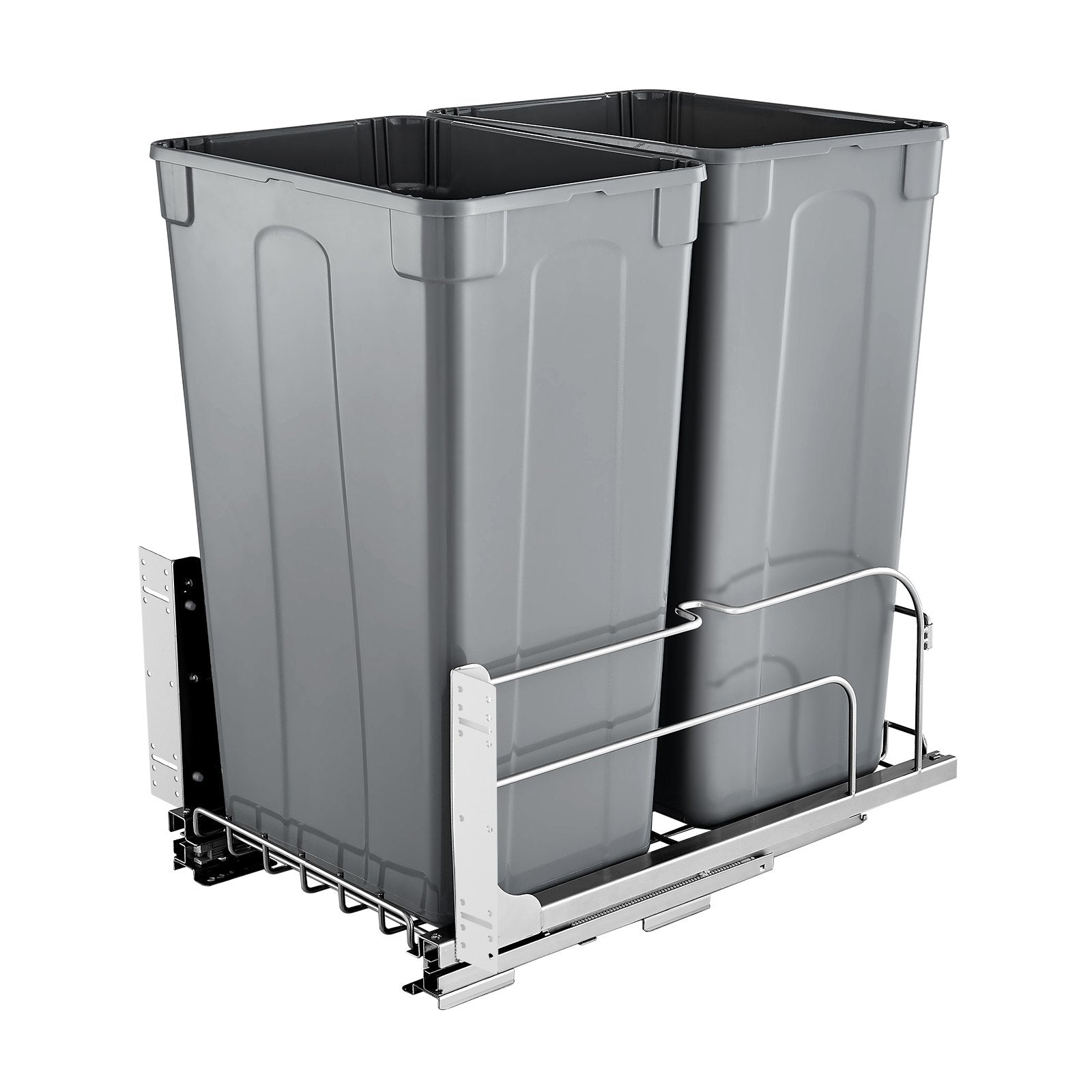Double Pullout Waste Container Kitchen Trash Can With Soft Close Grey 50QTx2