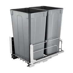 Double Pullout Waste Container Kitchen Trash Can With Soft Close Grey 50QTx2