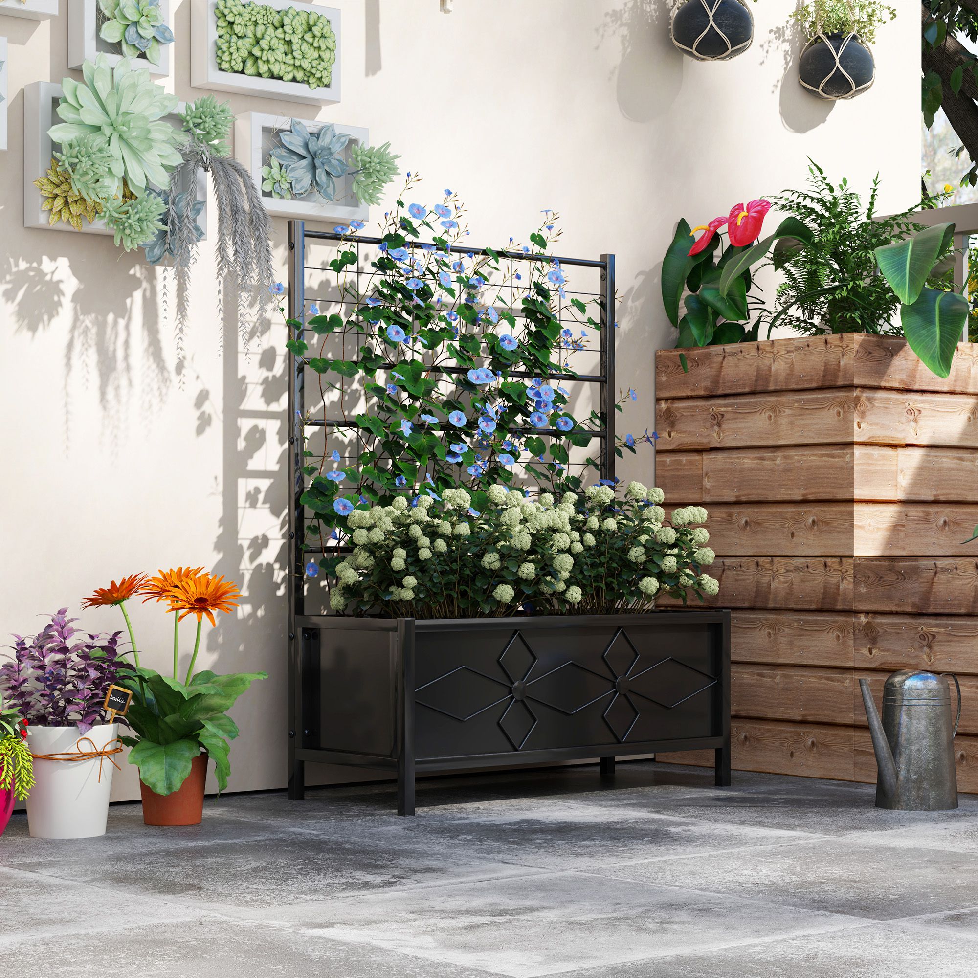 Outdoor Planter Box Galvanized Raised Garden Bed