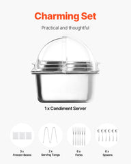 Countertop Food Serving Display Container 5 Pan Condiment Dispenser With Lid
