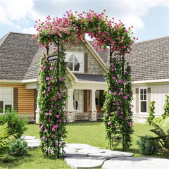 Garden Arch Trellis - PE-Coated Metal, 67"x15.5"x83" Plant Support For Climbing Vines
