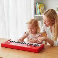 Red 37 Keys Kids Electronic Keyboard With Microphone, 8 Tones & 8 Rhythms Piano Toy For Ages 3+