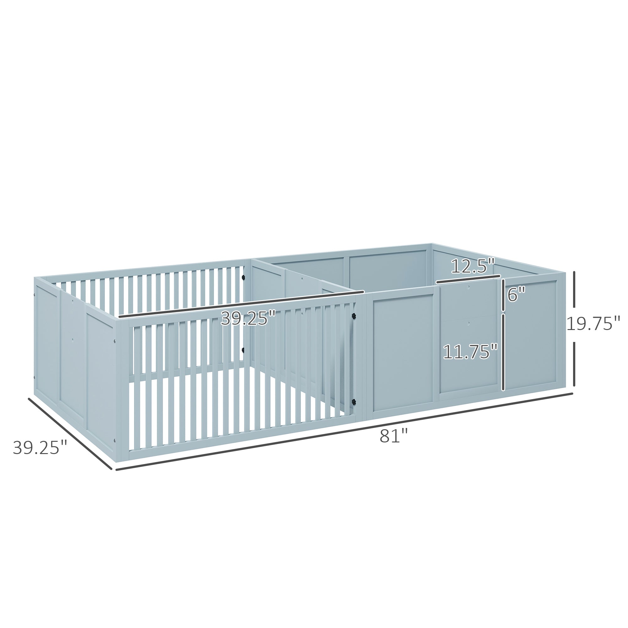 Whelping Box for Dogs Built for Mother’s Comfort, Dog Whelping Pen with Removable Doors, Puppy Playpen for Indoors, Newborn Puppy Supplies & Essentials, 81" x 39" x 20", Gray