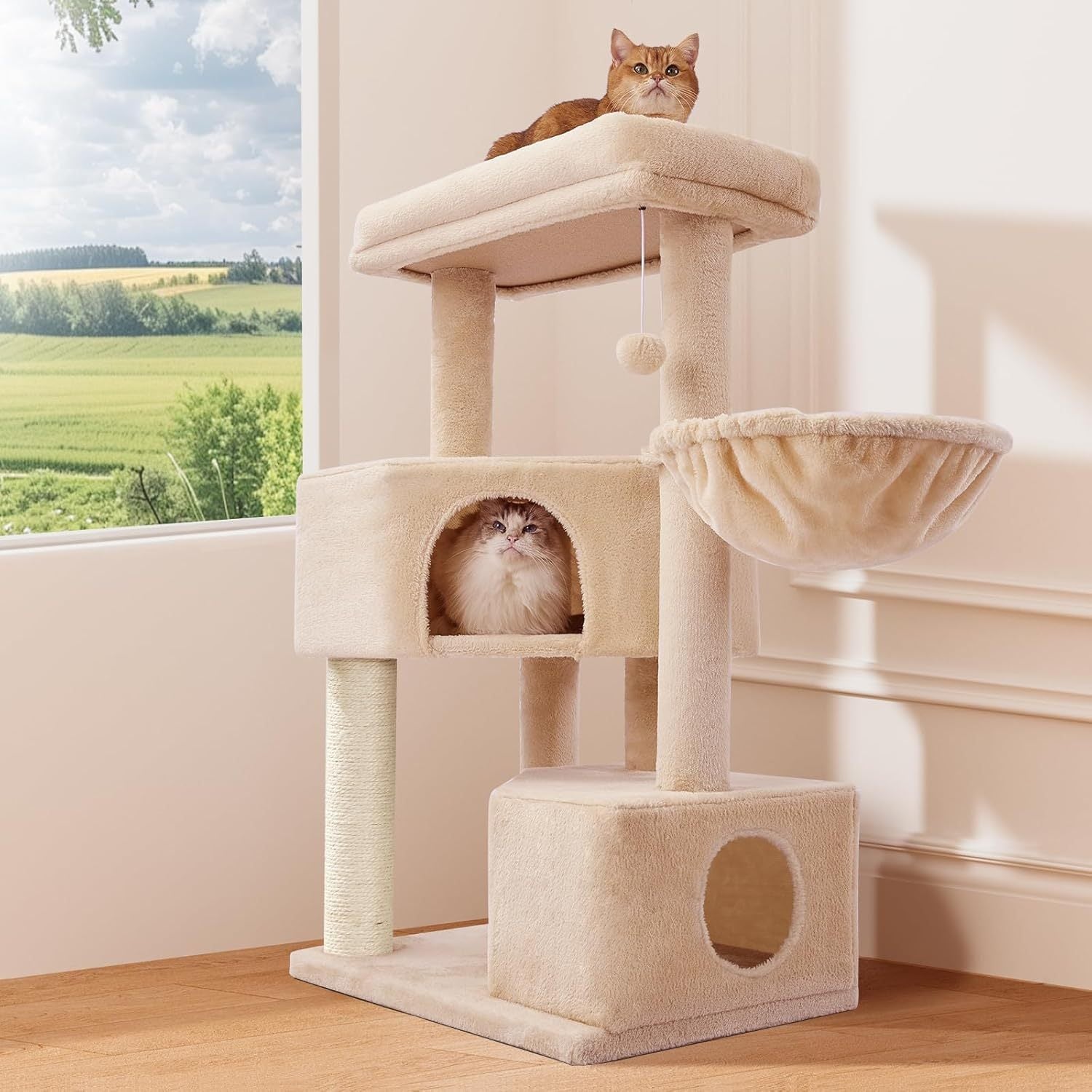 Gardner Pets Large Cat Tree For Medium To Large Cats, Heavy-Duty Cat Tower With Scratch Post And Washable Top Perch. Self-pickup Orders Supported Via FedEx, Amazon Ship, And UPS.