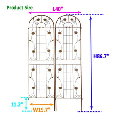 2 Pack Metal Garden Trellis 86.7" X 19.7" Rustproof Trellis For Climbing Plants Outdoor Flower Support