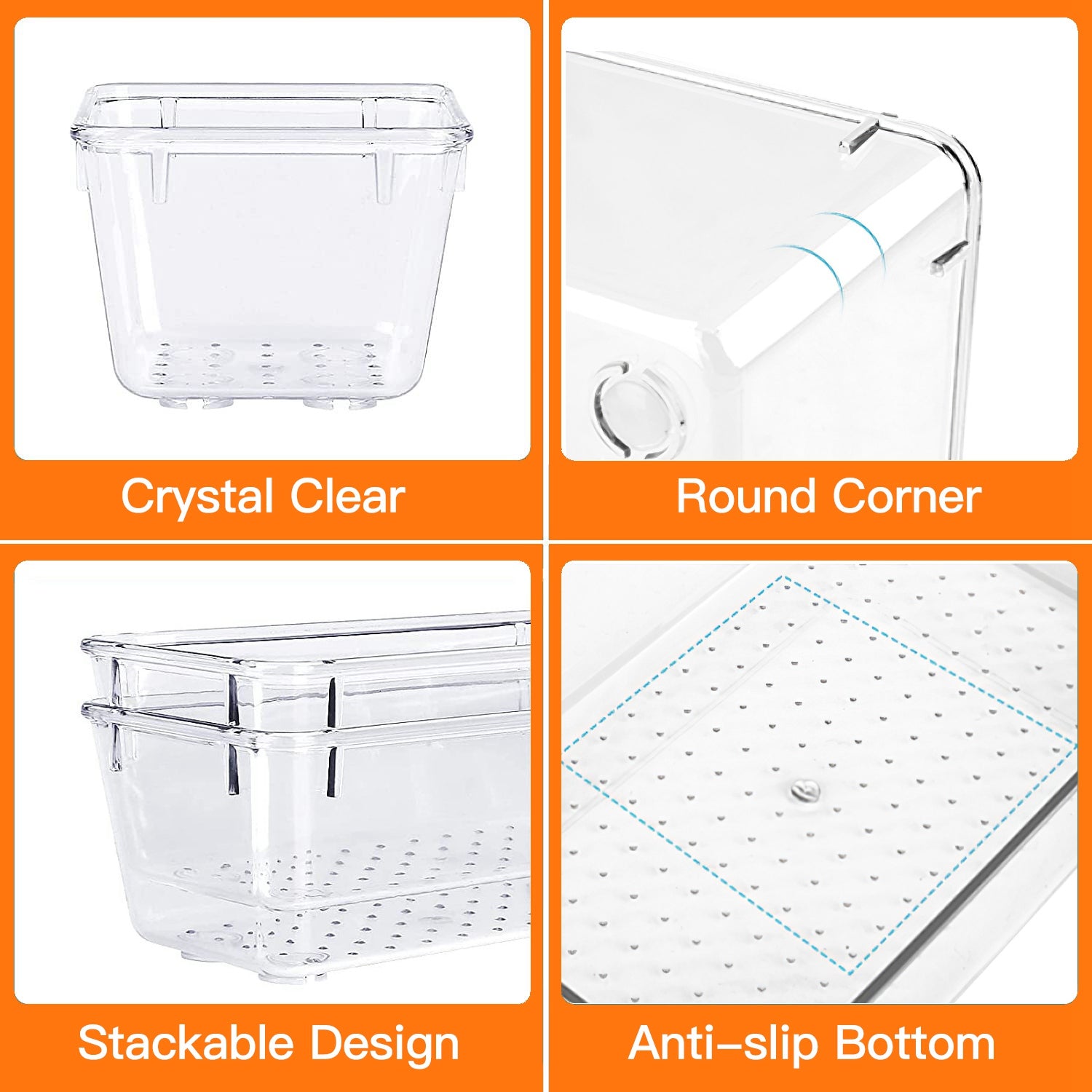 25Pcs Clear Plastic Drawer Organizers Set 4 Sizes Desk Drawer Dividers Trays Storage Bins For Vanity Cabinet Makeup Bathroom Office Kitchen Bedroom Jewelry