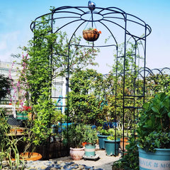 Metal Garden Arch Iron Garden Arbors Gazebo Dia81.3'' X 114.2'' High Birdcage Shape Pergola Pavilion For Wedding Ceremony Outdoor