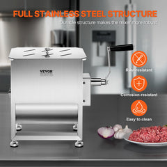 Manual Meat Mixer 30L Fixed Tank Mixing Max 30LB For Meat Sausage Mixer Machine
