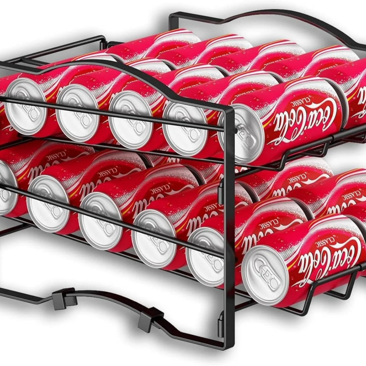 4-Tier Soda Can Organizer Rack - Set Of 2 Stackable Beverage Dispenser For Refrigerator - Holds 48 Cans