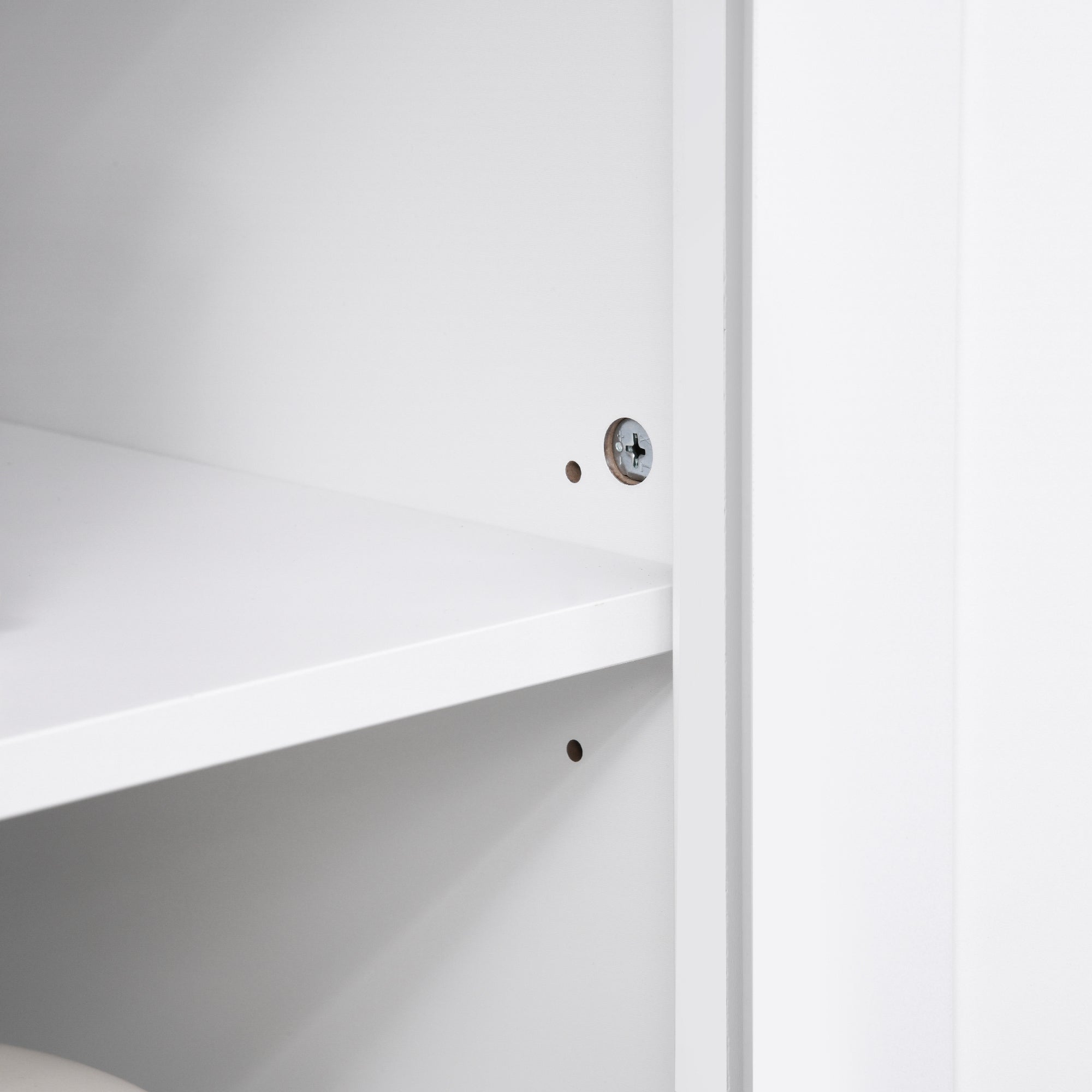 Kitchen Buffet Hutch Cabinet, Freestanding Kitchen Pantry Storage Cabinet Cupboard with Framed Glass Door, Drawer and Microwave Space, White