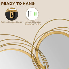 Ircle Mirror For Wall, Modern Metal Wall Art For Living Room, Bedroom And Dining Room, Gold