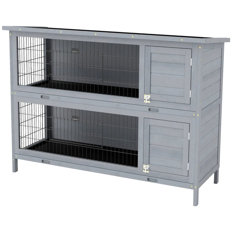 54 2-Story Large Rabbit Hutch Bunny Cage Pet House Small Animal Habitat With Lockable Doors
