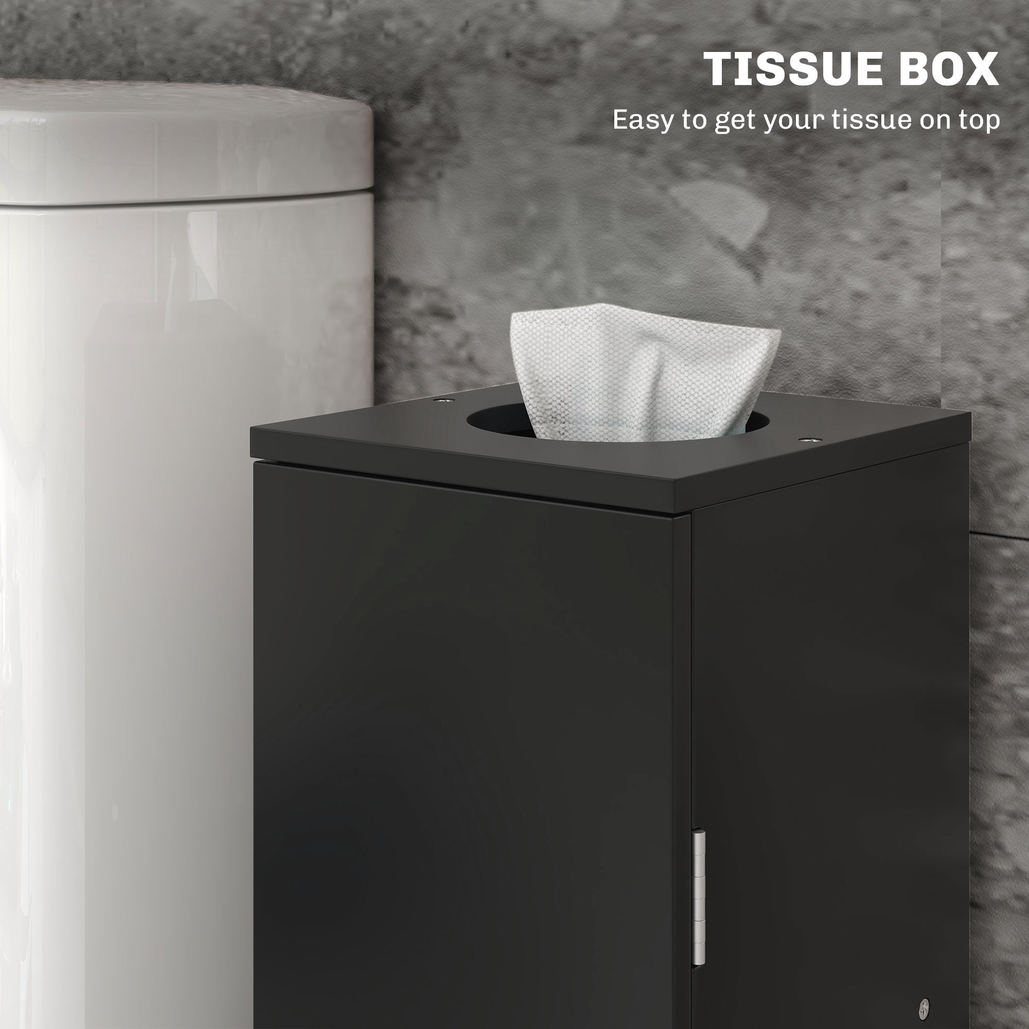 Small Toilet Paper Cabinet, Bathroom Corner Cabinet with Doors and Shelves for Paper Shampoo, Black