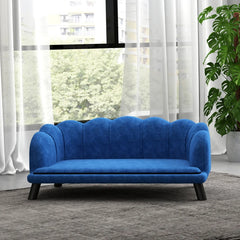 PawHut Pearl Design Pet Sofa For Medium And Large Sized Dogs, Pet Bed With Cushion And Solid Wood Legs, Dark Blue