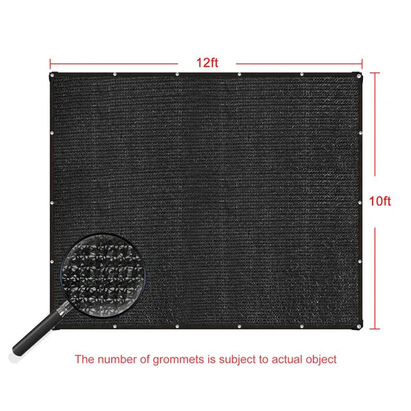 10ft*12ft Heavyweight Black Sunshade Net With Snap-on Design For Sun Protection, Windproofing, And Patio/balcony Shading.