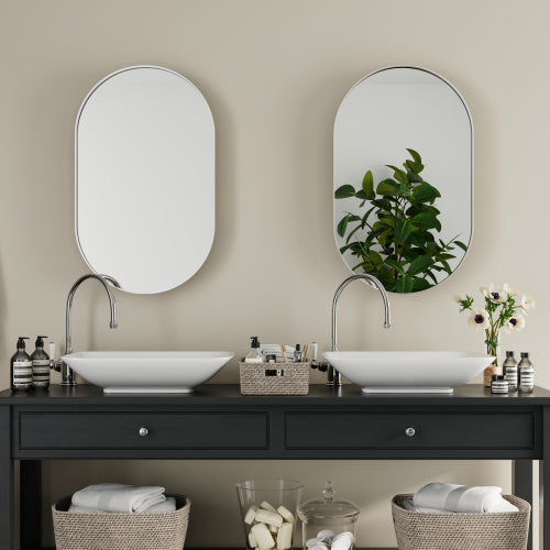 20x34 Inch Oval Recessed Metal Frame Bathroom Wall Cabinet With Mirror And Adjustable Shelves Unavailable Platforms- Temu