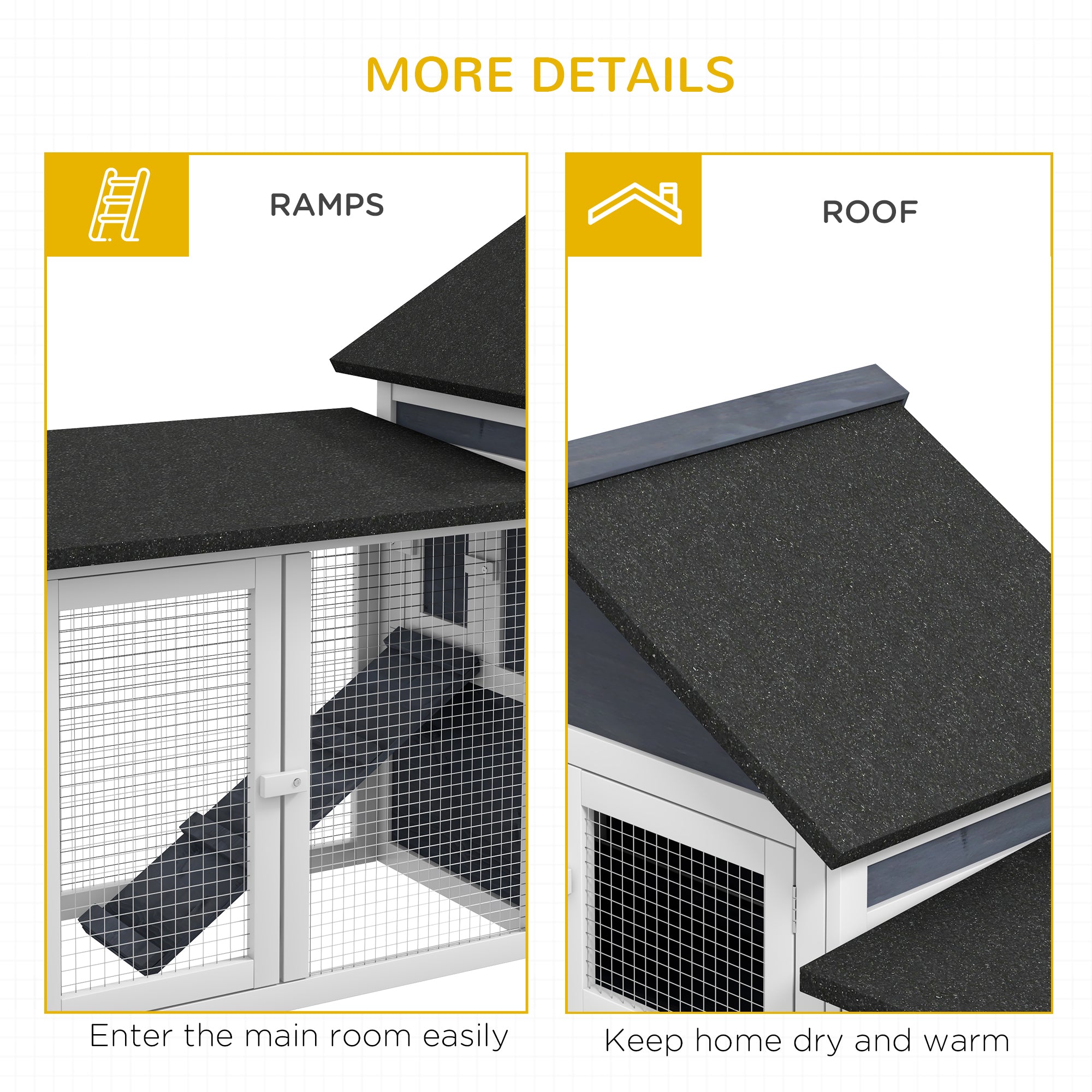 Outdoor Rabbit House 83" 2 Story Deluxe XL Wooden Rabbit Hutch, Big Bunny Cage w/ Ladder and Run, Dark Gray