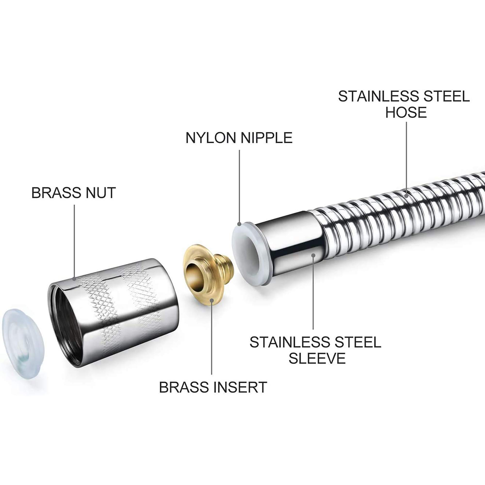 Stainless Steel Shower Hose, 118 Inches, 10 Feet, Extra Long Handheld Shower Hose Extension Replacement, Anti-tangle Flexible Shower Hose Accessory, For Shower Heads, Brushed Nickel Finish.