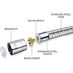 Stainless Steel Shower Hose, 118 Inches, 10 Feet, Extra Long Handheld Shower Hose Extension Replacement, Anti-tangle Flexible Shower Hose Accessory, For Shower Heads, Brushed Nickel Finish.