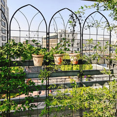 4 Pack Metal Garden Trellis 78.7" X 19.7" Rustproof Trellis For Climbing Plants Outdoor Flower Support Black
