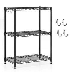 3-Tier Industrial Bookshelf With Anti-Falling Guardrails, 33 LBS Per Shelf Storage Organizer - Black