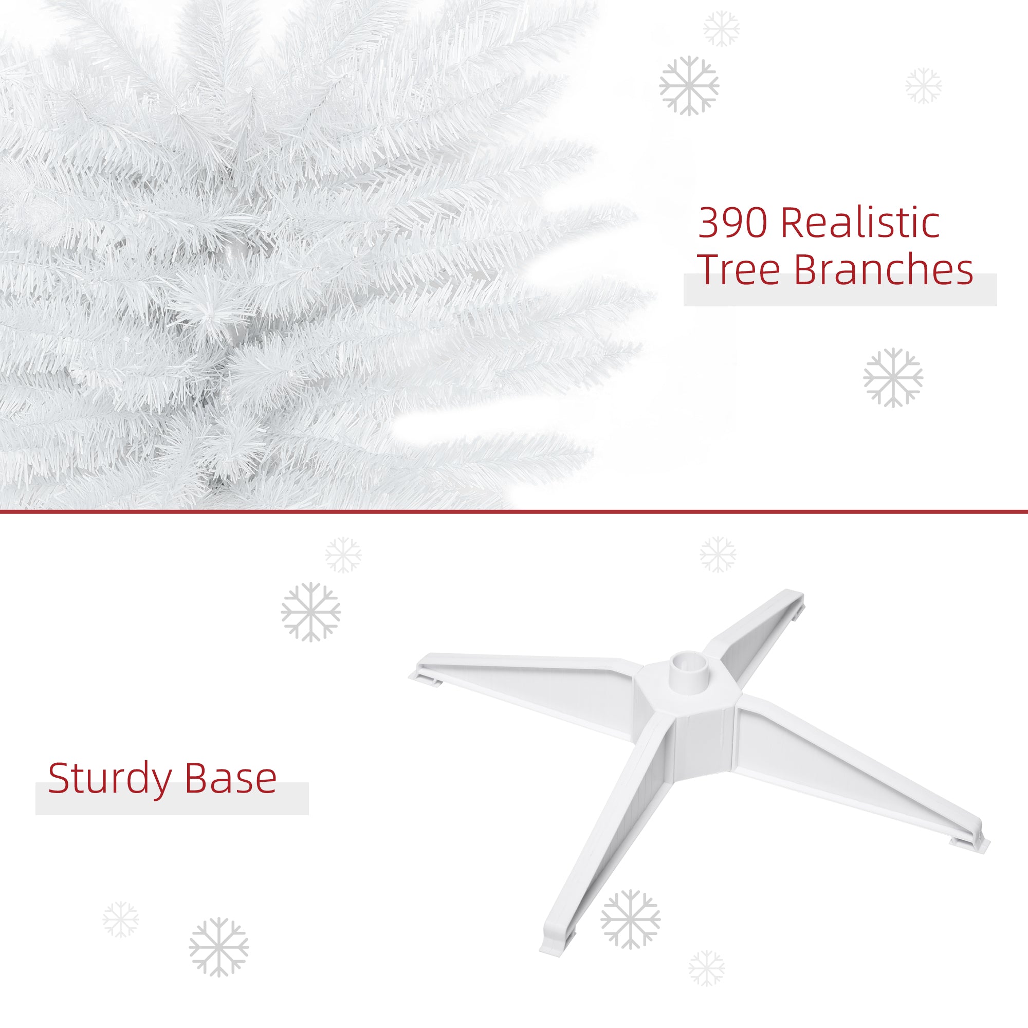 HOMCOM 6' Artificial Pencil Christmas Tree, Slim Xmas Tree With 390 Realistic Branch Tips And Plastic Stand, White