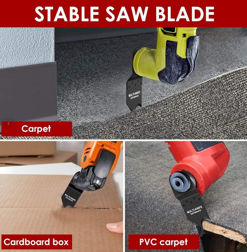 3pcs Oscillating Multitool Hook Knife Blade - High Hardness Double Hook Oscillating Saw Blades For Cutting Soft Materials Roofing Shingles, PVC Floor Carpet, Cardboard
