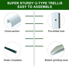 1PC 2FT*7FT White U-shaped Tube Climbing Trellis, Garden Flower Stand, Vegetable Climbing Trellis, Balcony And Garden Plant Climbing Trellis
