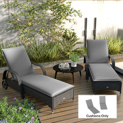 Foldable Chaise Lounge Cushion Set Of 2, Outdoor Lounge Chair Cushion Set, 200gsm Fabric, 76 X 23, Gray