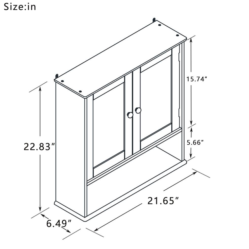 Bathroom Wall Cabinet With Doule Mirror Doors And Shelvs