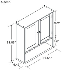 Bathroom Wall Cabinet With Doule Mirror Doors And Shelvs