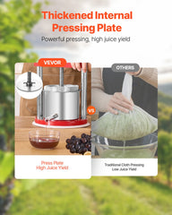 Fruit Wine Press Manual Press For Wine Making 0.44 Gal/1.65L Stainless Steel