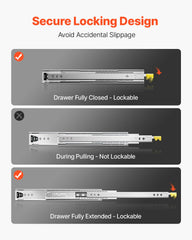 1 Pair 16-60 In Drawer Slides Ball Bearing Full Extension
