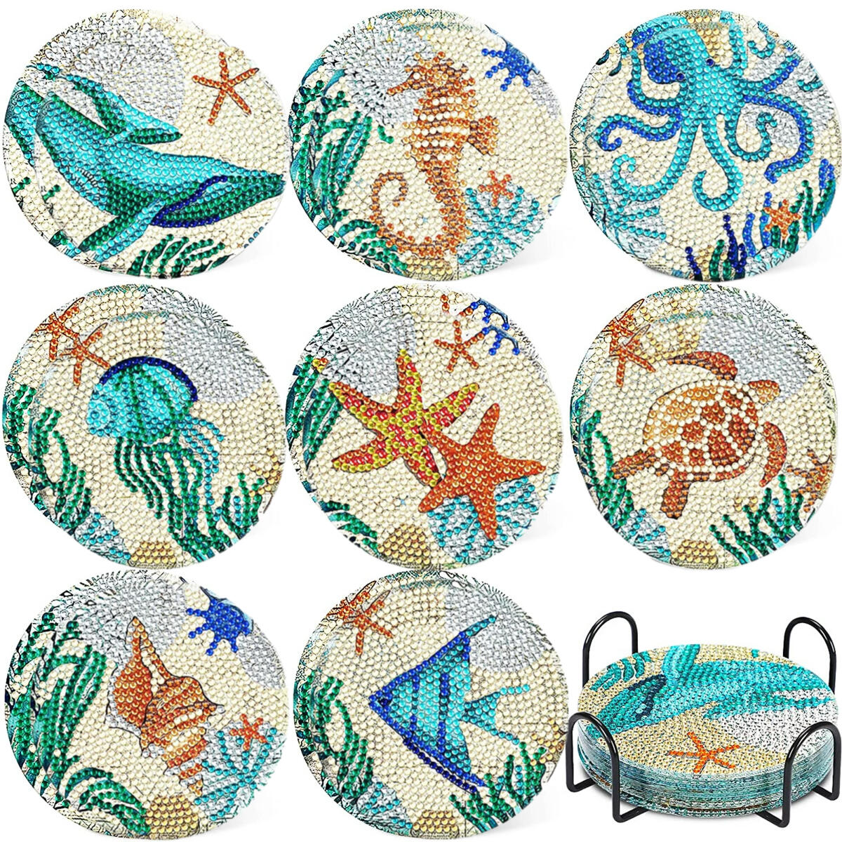 16Pcs Rhinestones Coasters
