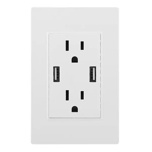 USB Wall Outlet Dual 2.4A USB Wall Charger High Speed Duplex Wall Socket US Standard