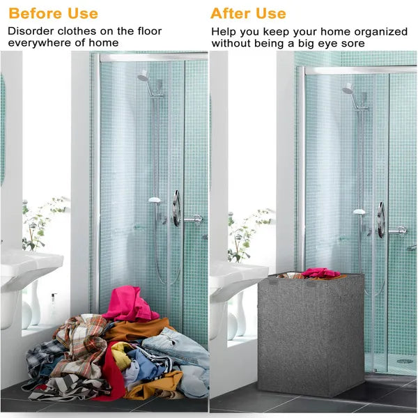 Foldable Laundry Hampers Washing Clothes Laundry Basket With Lid Handles Storage Organizer