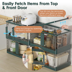 2Pc Foldable Storage Bins With Lid Collapsible Stackable Closet Organizer Containers With Front Door Lock 4Pcs Wheels 32L 72L Size Options