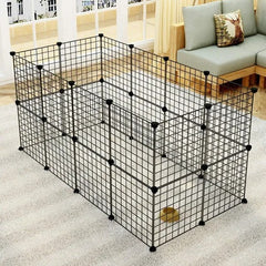 Pet Playpen, Small Animal Cage Indoor Portable Metal Wire Yard Fence For Small Animals, Guinea Pigs, Rabbits Kennel Crate Fence Tent Black 24pcs