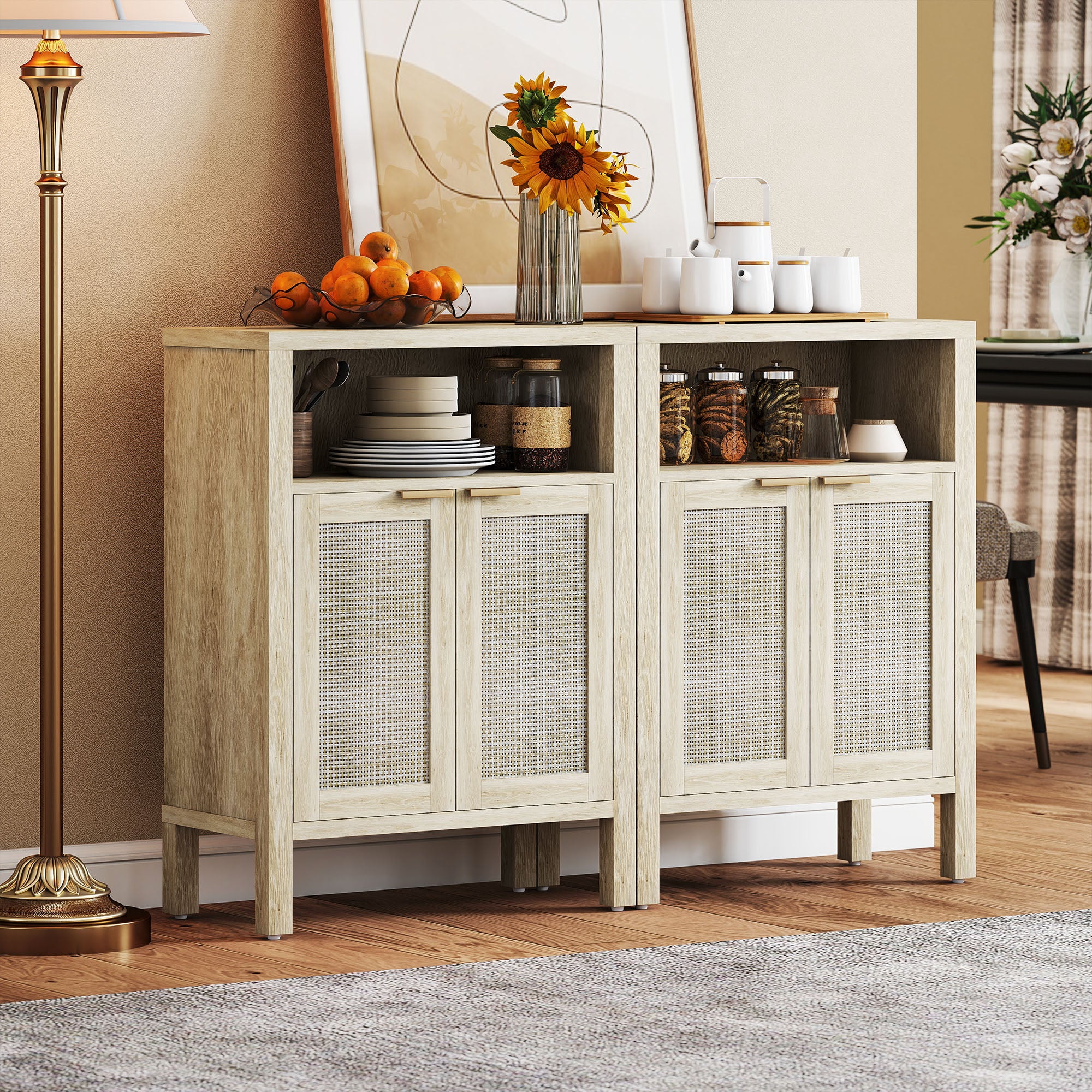 Sideboard Buffet Cabinet with Storage, Modern Accent Cabinet with Adjustable Shelf, Coffee Bar Cabinet, Natural