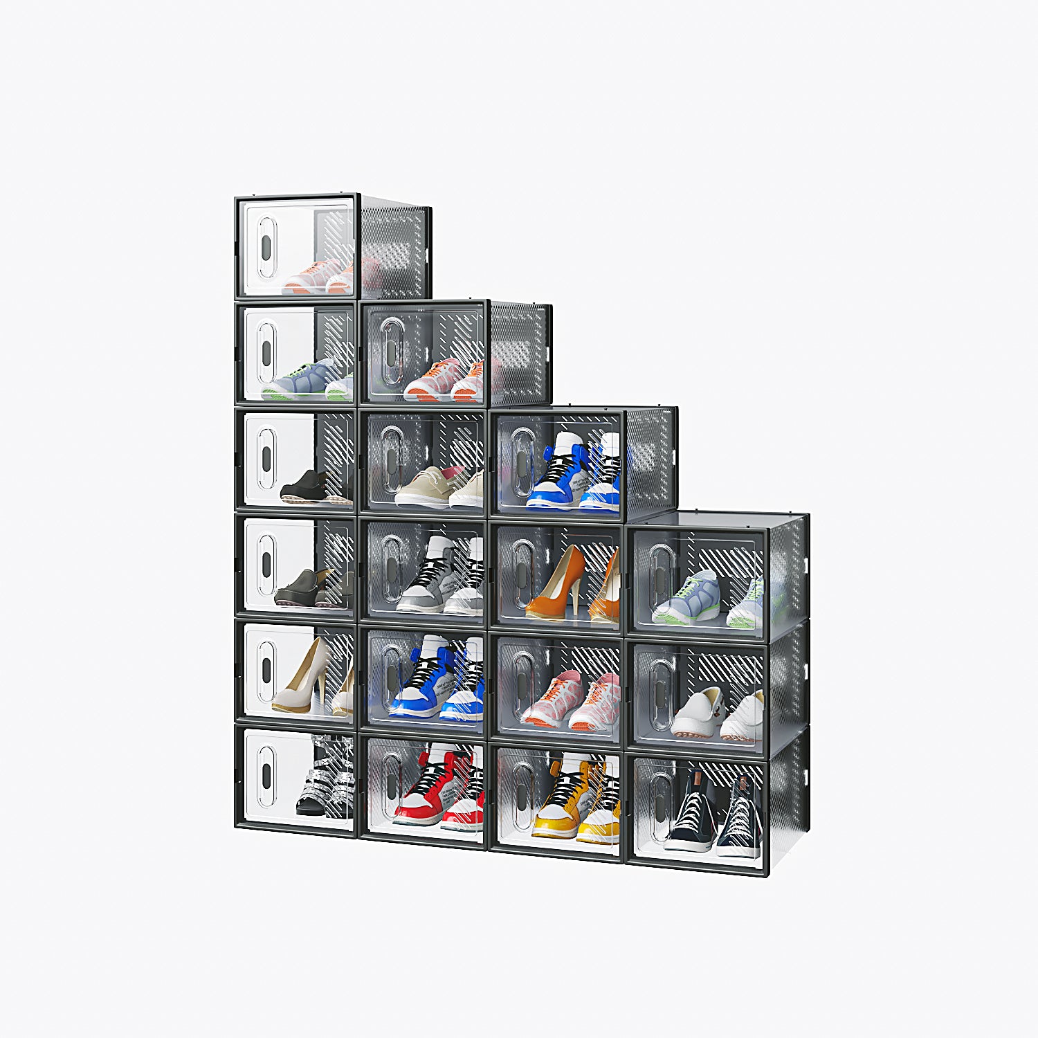 Black Medium 18PCS 35x25x19cm Shoebox, Plastic, Mesh, Free Combination