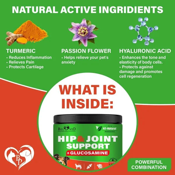 Dog Hip And Joint Supplement Arthritis Pain Relief Treats Glucosamine Chondroitin MSM Soft Chews
