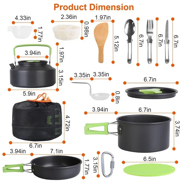 16Pcs Camping Cooking Ware Set Camping Stove Cookware Kit