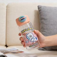 Astronaut Cat Plastic Bottle 400ml-Pink